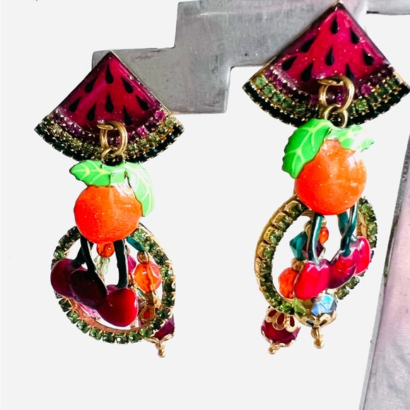 Lunch At The Ritz “Tootie Loopies” fruit 🍉 pierced earrings - Picture 1 of 12